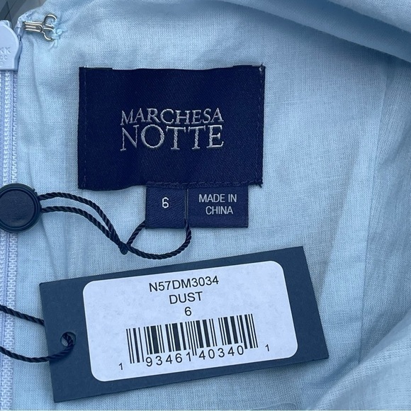 MARCHESA Notte Dress Floral Cotton embroidered maxi Blue - Dust Color Sz 6 - Picture 12 of 17